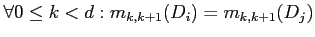 $\displaystyle \forall 0\le k<d:
m_{k,k+1}(D_i)=m_{k,k+1}(D_j)$